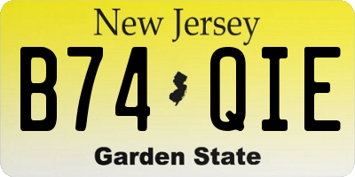 NJ license plate B74QIE