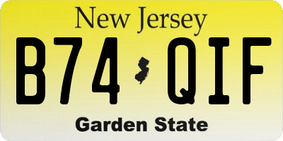 NJ license plate B74QIF