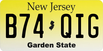 NJ license plate B74QIG