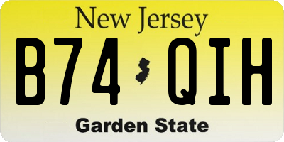 NJ license plate B74QIH