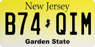 NJ license plate B74QIM