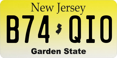 NJ license plate B74QIO