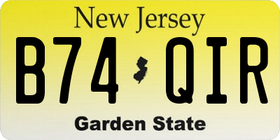 NJ license plate B74QIR