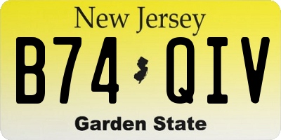 NJ license plate B74QIV