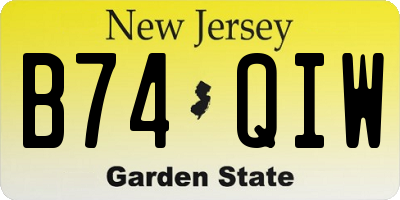 NJ license plate B74QIW