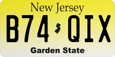 NJ license plate B74QIX