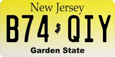 NJ license plate B74QIY