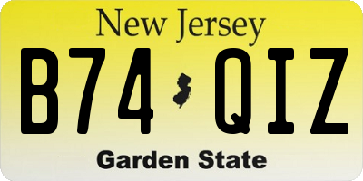 NJ license plate B74QIZ