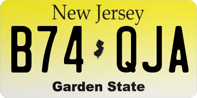 NJ license plate B74QJA