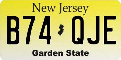 NJ license plate B74QJE