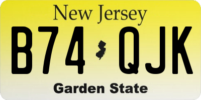 NJ license plate B74QJK