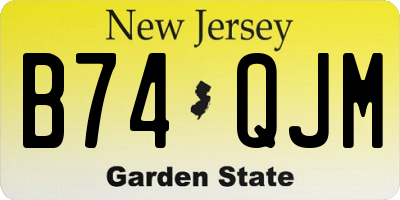 NJ license plate B74QJM