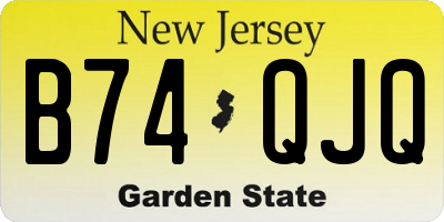 NJ license plate B74QJQ