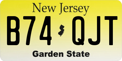 NJ license plate B74QJT