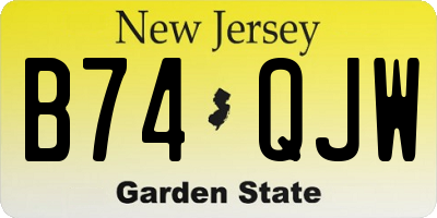 NJ license plate B74QJW