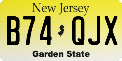 NJ license plate B74QJX