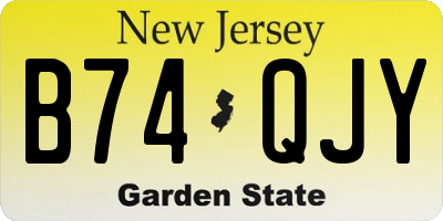 NJ license plate B74QJY