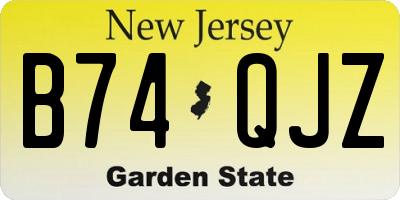 NJ license plate B74QJZ