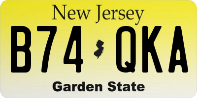 NJ license plate B74QKA