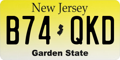 NJ license plate B74QKD