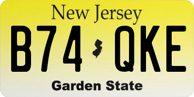 NJ license plate B74QKE