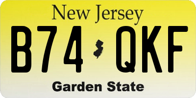 NJ license plate B74QKF