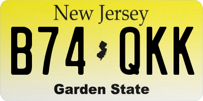 NJ license plate B74QKK