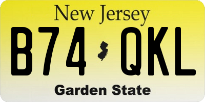 NJ license plate B74QKL