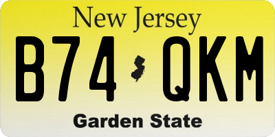NJ license plate B74QKM