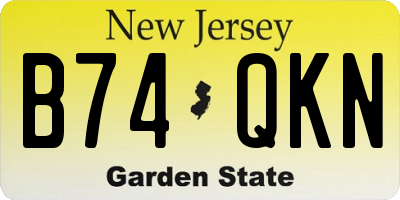 NJ license plate B74QKN