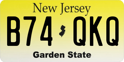NJ license plate B74QKQ