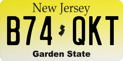 NJ license plate B74QKT