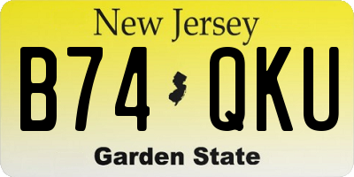 NJ license plate B74QKU