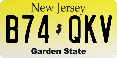 NJ license plate B74QKV