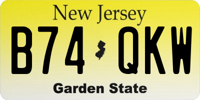 NJ license plate B74QKW