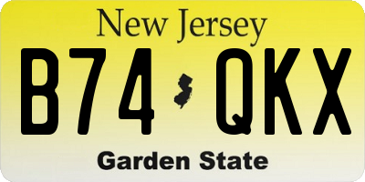 NJ license plate B74QKX