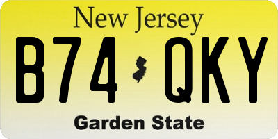 NJ license plate B74QKY
