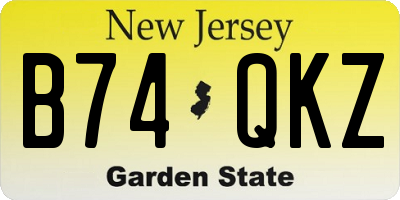 NJ license plate B74QKZ