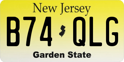 NJ license plate B74QLG