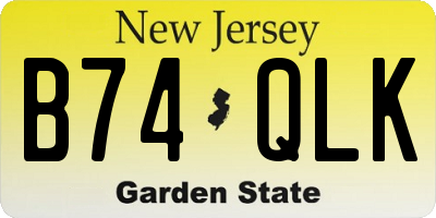 NJ license plate B74QLK