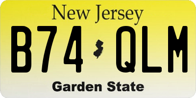 NJ license plate B74QLM