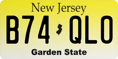 NJ license plate B74QLO