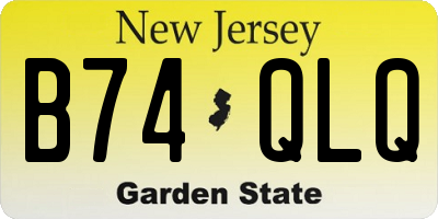 NJ license plate B74QLQ