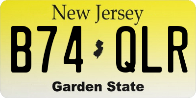 NJ license plate B74QLR