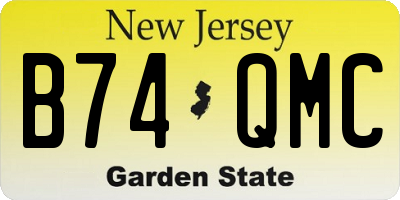 NJ license plate B74QMC