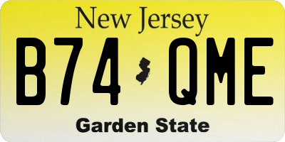 NJ license plate B74QME
