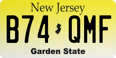 NJ license plate B74QMF