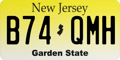 NJ license plate B74QMH