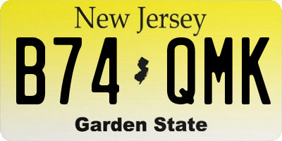 NJ license plate B74QMK