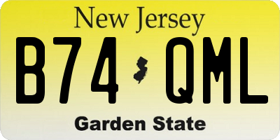 NJ license plate B74QML